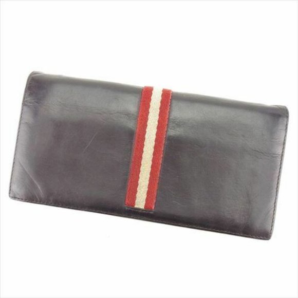 Bally Wallet Purse Brown Red Canvas Leather Woman unisex Authentic Used - Picture 1 of 8